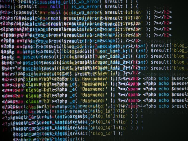 Computer code on a screen