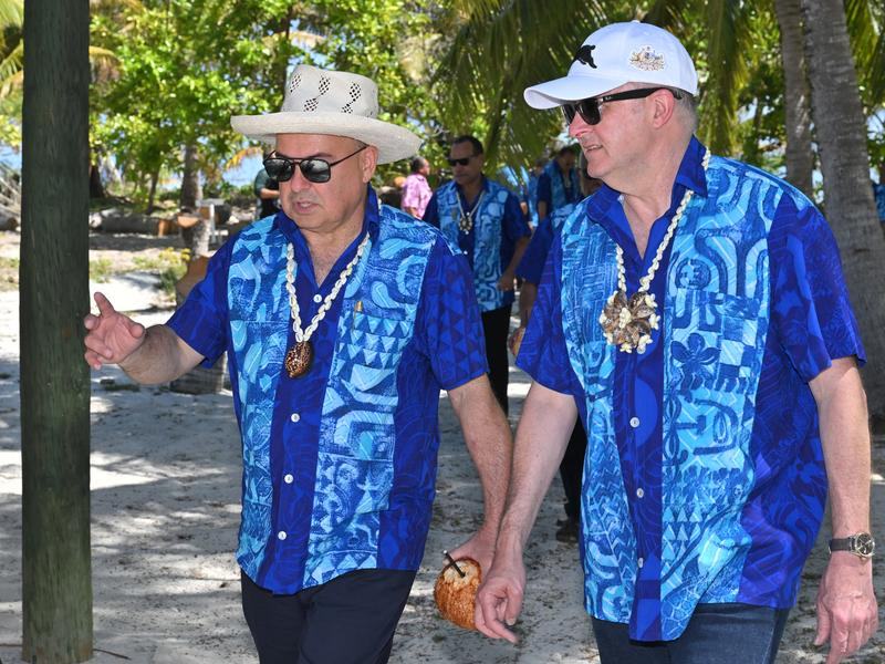 Cook Islands Prime Minister Mark Brown and Anthony Albanese
