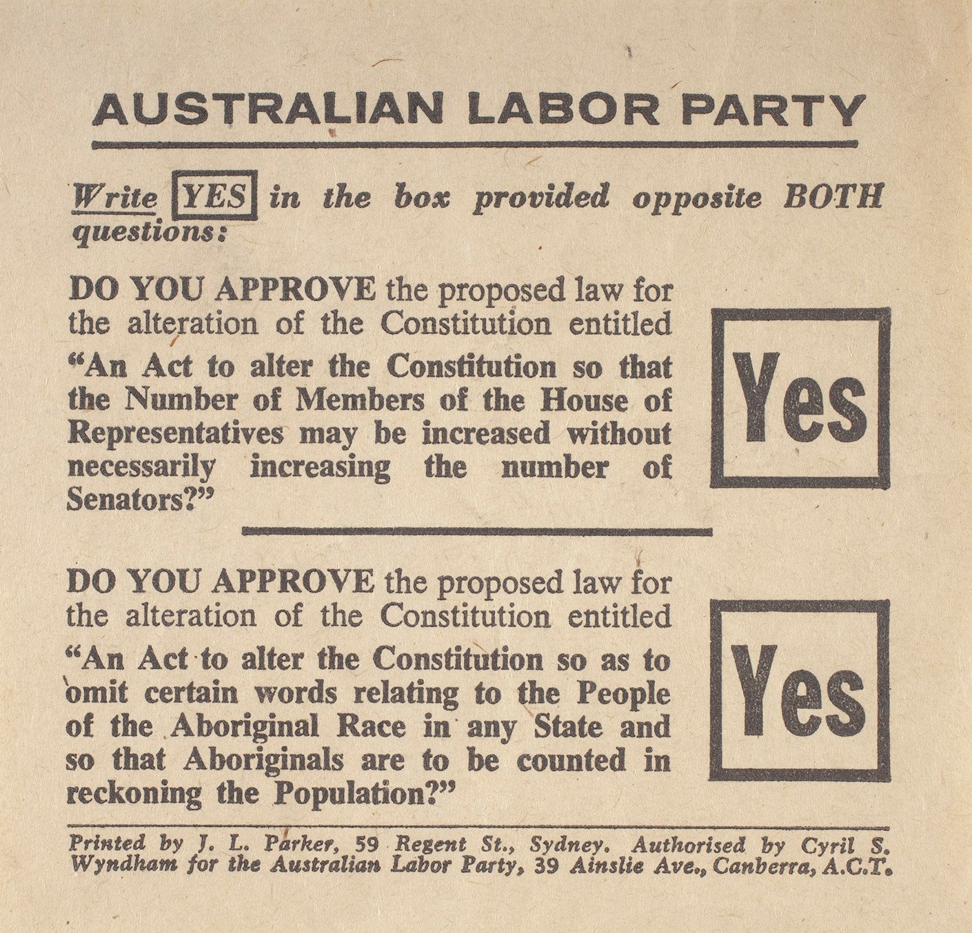 Leaflet from the Australian Labor Party