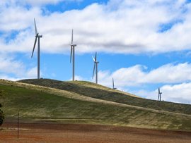 Wind turbines on hilltops