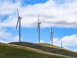 Wind turbines on hilltops (file image)