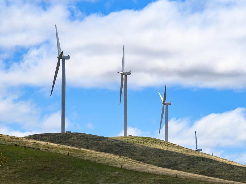 Wind turbines on hilltops (file image)