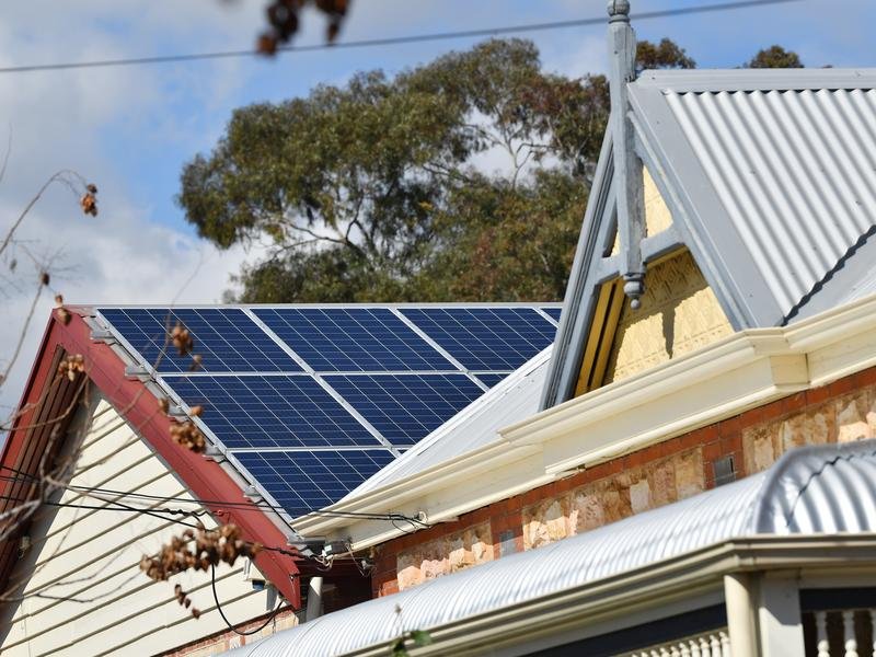 A general view of a home rooftop solar system
