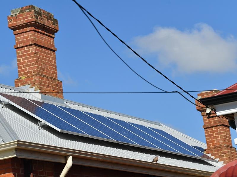 A general view of a home rooftop solar system