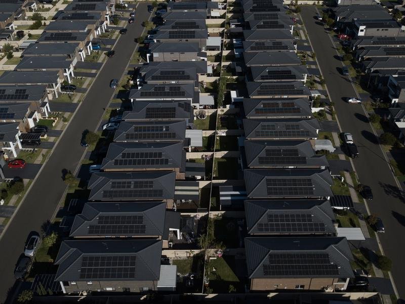 A file photo of solar panels on homes