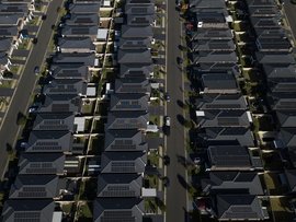 Houses with rooftop solar panels in The Ponds in Sydney