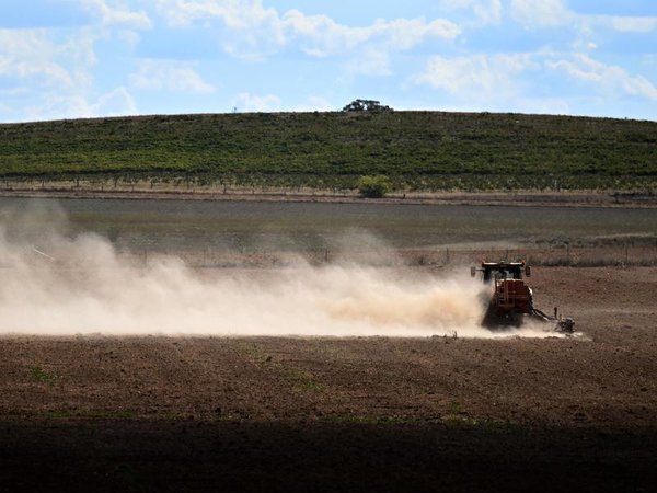 A farmer ploughs a field