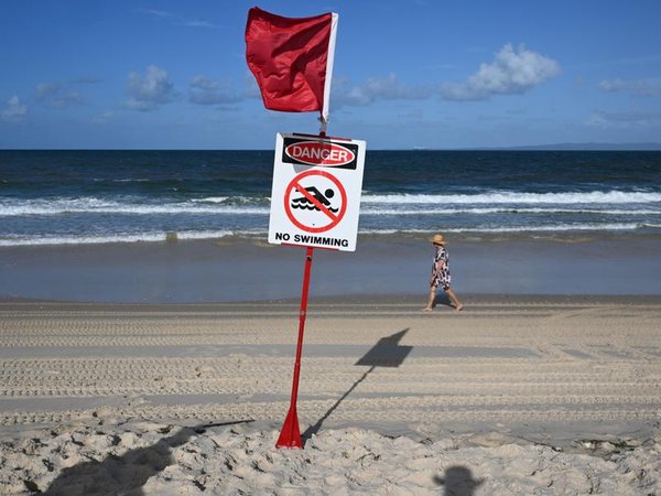 Woorim Beach is seen closed on Bribie Island, North of Brisbane,