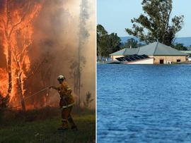 A bushfire and flood