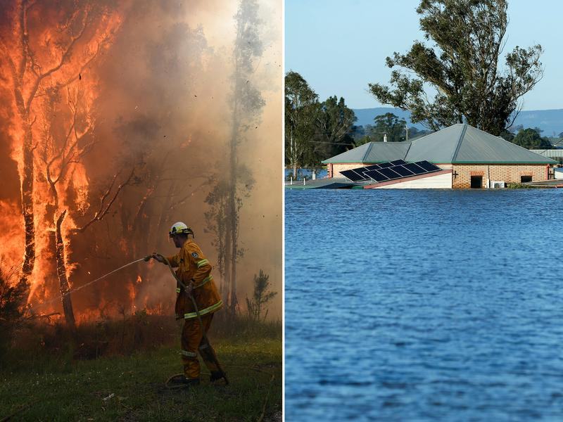 A bushfire and flood