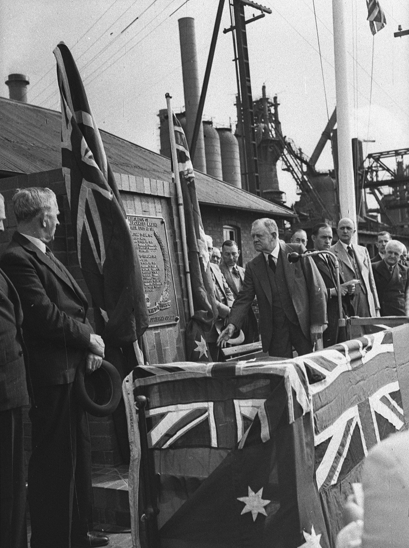 Essington Lewis unveiling the BHP war memorial