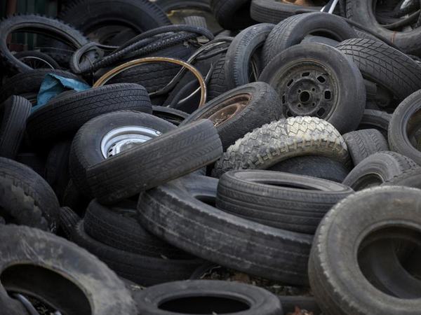 Used tyres are stacked for recycling (file image)